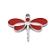 304 Stainless Steel Pendants, with Enamel, Dragonfly Charm, Stainless Steel Color, Red, 11.5x16x1.7mm, Hole: 1.2mm