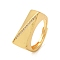 Brass Micro Pave Clear Cubic Zirconia Adjustable Rings for Women, Rectangle, Real 18K Gold Plated, 8mm, Inner Diameter: 19.1mm