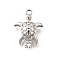 Brass Pave Clear Cubic Zirconia Charms, Real Platinum Plated, Tortoise, 17x12x5mm, Hole: 1.2mm
