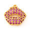 Brass Micro Pave Cubic Zirconia Charms, Makeup Charms, with Jump Rings, Lip, Fuchsia, Real 18K Gold Plated, 11x11.5x3mm, Jump Ring: 4x0.5mm, Hole: 2.5mm