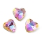 Glass Rhinestone Cabochons, Pointed Back & Back Plated, Faceted, Heart, Heliotrope, 10x10x5mm