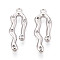 Brass Micro Pave Clear Cubic Zirconia Pendants, Real Platinum Plated, 21x7.5x3mm, Hole: 1~1.2mm