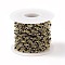 Natural Black Spinel Handmade Beaded Chains, with Brass Findings, Golden, Unwelded, Round, Faceted, with Spool, 12x1~1.25mm, Bead: 2~2.5mm, about 32.8 Feet(10m)/roll