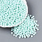 Opaque Glass Seed Beads, Round Hole, Rondelle, Light Cyan, 4~4.5x2~3mm, Hole: 0.9~1mm, about 6430pcs/pound