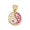 Brass Micro Pave Cubic Zirconia Charms Real 18K Gold Plated, Cadmium Free & Lead Free, Yin-yang, Deep Pink, 14x12x3mm, Hole: 3x4mm
