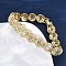 Brass Micro Pave Clear Cubic Zirconia Flat Round Link Chain Bracelets for Women, Lead Free & Cadmium Free, Rack Plating, Real 18K Gold Plated, 7-1/8 inch(18cm)