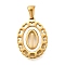 Golden 304 Stainless Steel Pendants, with Shell, Hollow Oval with Heart, Letter I, 23x16.5x2mm, Hole: 5.5x3mm