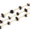 Brass Cable Chains, with Natural Garnet, Soldered, with Spool, Long-Lasting Plated, Golden, 1~8x3~17x1~8mm, about 32.81 Feet(10m)/Roll