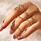 8Pcs Alloy Oval Chain Finger Rings, Golden, Inner Diameter: 16~19mm