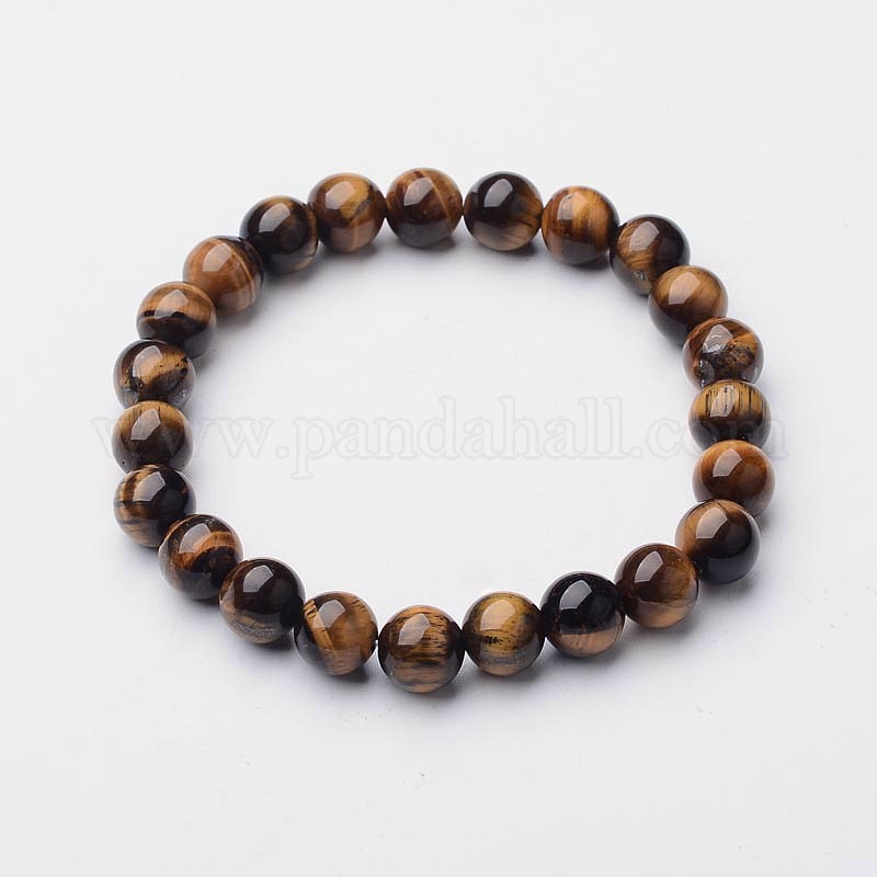 Wholesale Natural Tiger Eye Beaded Stretch Bracelets - Pandahall.com