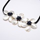 Flower Mother of Pearl Bib Statement Necklaces NJEW-N0014-03E-2