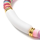 Curved Tube Acrylic Beads Stretch Bracelet for Teen Girl Women BJEW-JB06944-02-4
