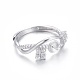 Adjustable Rhodium Plated 925 Sterling Silver Finger Ring Components STER-F048-18P-2