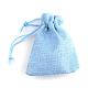 ポリエステル模造黄麻布包装袋巾着袋  クリスマスのために  結婚式のパーティーとdiyクラフトパッキング  ライトスカイブルー  9x7cm ABAG-R005-9x7-16-2