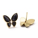 Cat Eye Butterfly Stud Earrings with Clear Cubic Zirconia EJEW-G302-02G-3