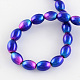 Spray Painted Rice Glass Beads Strands DGLA-S041-11x8mm-M4-3