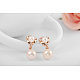 Boucles d'oreilles pendantes en alliage de mode plaqué or rose véritable avec cristaux autrichiens EJEW-AA00057-01-4