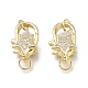 Brass Micro Pave Clear Cubic Zirconia Lobster Claw Clasps X-ZIRC-Q024-16G-1