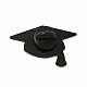 卒業テーマエナメルピン  バックパックの服のための電気泳動の黒い合金のブローチ  帽子  19x30x1.5mm JEWB-B005-01A-2