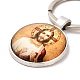 I Love Jesus Symbol Glass Pendant Keychain with Alloy Jesus Fish Charm KEYC-G058-01E-2
