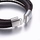 Bracelets multi-rangs avec cordon en cuir BJEW-E345-18P-3