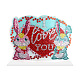 DIY Rabbit & Word Love You Display Decoration Diamond Painting Kits DIAM-PW0001-086A-1