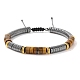 Natural Tiger Eye and Synthetic Non-Magnetic Hematite Braided Bead Bracelets PW-WG89106-02-1