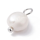 Breloques de perles de culture d'eau douce naturelles X-PALLOY-JF01099-03-4