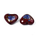 Flower Printed Opaque Acrylic Heart Beads SACR-S305-28-L02-3