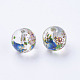 Flower Picture Printed Glass Beads GLAA-E399-10mm-F01-1
