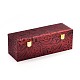 長方形シノワズリー刺繍シルクブレスレットボックス  ベルベットと  木材や金属の留め金  10 compertments  暗赤色  30x10x10.4cm SBOX-N003-10-1