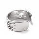 304 полое кольцо из нержавеющей стали с открытой манжетой в форме паука для женщин RJEW-C053-03P-3