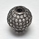 Perles rondes en laiton avec zircone cubique de micro pave X-ZIRC-N016-01B-12mm-1