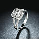 Moda rectángulo 925 collar de plata anillos de dedo de circonio cúbico RJEW-BB16653-6-5