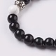 Natural Gemstone and Natural Lava Rock Beads Stretch Bracelets BJEW-JB03735-3