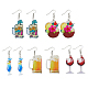 Fibloom 5 Paar 5 Stile Acryl-Ohrringe aus Weinglas mit 304 Edelstahlstiften EJEW-FI0001-68-1