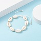 Bracelet de perles tressées en coquillage cauri naturel pour femme BJEW-TA00044-01-2