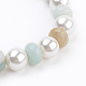 Grade un perles nacrées perles rondes bracelets extensibles BJEW-JB03298-01-2