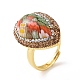 Lágrima de murano ajustable con anillo de flor con pedrería RJEW-A011-07G-2