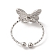 304 Stainless Steel Butterfly Open Cuff Rings for Women RJEW-H136-05P-3