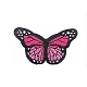 蝶のアップリケ  機械刺繍布地アイロンワッペン  マスクと衣装のアクセサリー  濃いピンク  45x80mm WG14339-11-1