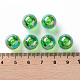 透明なアクリルビーズ  ABカラーメッキ  ラウンド  芝生の緑  12x11mm  穴：2.5mm  約566個/500g MACR-S370-B12mm-734-4