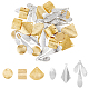 SUPERFINDINGS 60Pcs 6 Style Brass Stamping Blank Tag Charms Rhombus Rectangle Leaf Blank Pendants Rack Plating Metal Stamps Tags for Jewelry DIY Craft Making KK-FH0005-10-1