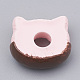 レジン子猫カボション  猫のドーナツ  模造食品  ピンク  14.5x16.5x6mm X-CRES-N010-04D-2