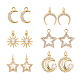 SUPERFINDINGS 12Pcs 6 Styles Brass Cubic Zirconia Sun Moon and Star Charms Rhinestone Starry Dangle Charms Crystal Celestial Charm Pendants for DIY Jewelry Making ZIRC-FH0001-36-1