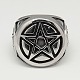 Unique Valentines Day Gifts Retro Men's Wide Band Pentagram Rings RJEW-F006-316-1