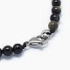 Natural Obsidian Graduated Beads Necklaces and Bracelets Jewelry Sets SJEW-L132-07-4