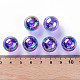 透明なアクリルビーズ  ABカラーメッキ  ラウンド  青紫色  16x15mm  穴：2.8mm  約220個/500g MACR-S370-B16mm-748-4