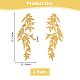 SUPERFINDINGS 2 Pairs 2 Colors Bamboo Leaves Applique Patches Sequin Sew on Applique Polyester Clothing Repair Decoration Golden Silver Patch for DIY Craft Costume Accessories PATC-FH0001-06-2