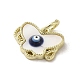 Amuletos de mariposa de latón con concha esmaltada de mal de ojo con anillos de salto KK-E092-27G-04-2
